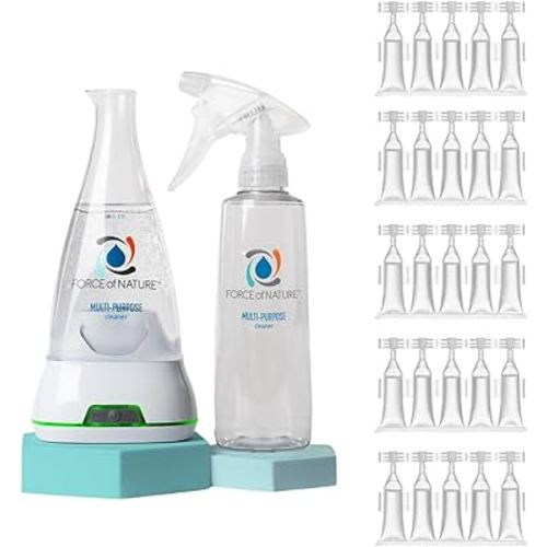 Force of Nature Multi-Purpose Cleaner & Deodorizer Extra Value Bundle - Reusable Bottle, 25 Refills - Eco-Friendly, Toxin-Free All-Purpose Natural Cleaning Supplies