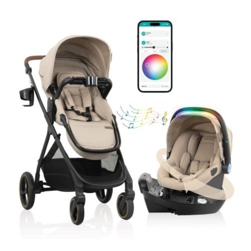 Shyft Intuiti+ Travel System/Revolve180 LiteMax NXT Rotating Infant Seat with SensorySoothe Travertine