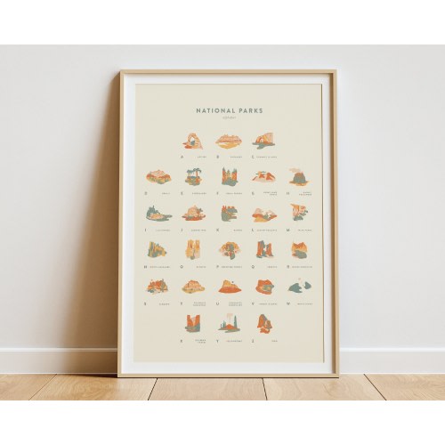 National Parks Alphabet Print, Nursery Art, Alphabet Poster, Gift for Nature Lovers, Baby Shower Gift, Nursery Decor, Baby, National Parks