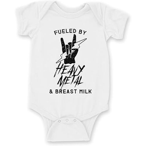 Heavy Metal I Style and Comfort for Your Baby I Unisex Short Sleeve White Baby Body Suit I From Newborn