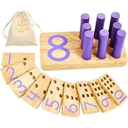 Counting Peg Board | Montessori Math and Numbers for Kids | Wooden Math Manipulatives Materials