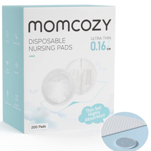 Momcozy Ultra-Thin Disposable Nursing Pads, Ultra-Absorbent and Breathable Portable Breast Pads, Make The Breasts Light and Unburdened, with Reinforced Adhesive, Individually Packaged (200 Count)