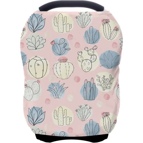 Car Seat Covers for Babies - Multi- use Nursing Carseat Canopy, Breastfeeding Covers, Baby Shower Gifts for Boys and Girls (Cactus)