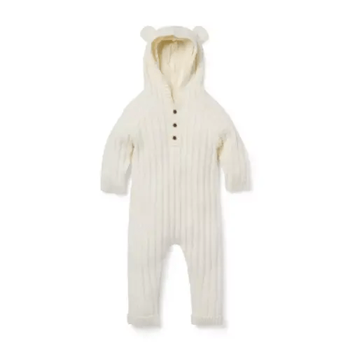 Newborn Cream And Sugar Baby Bear Ear Hooded One-Piece by Janie and Jack