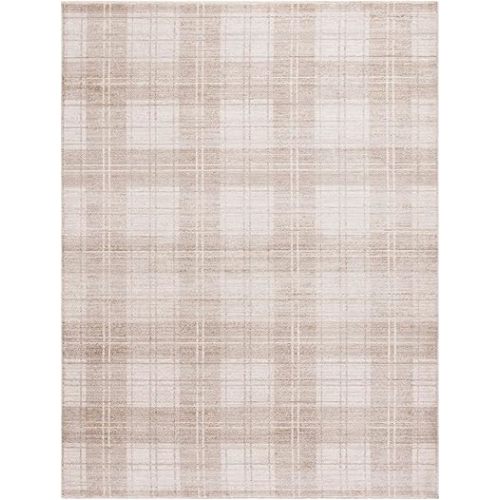 SAFAVIEH Oxford Plaid Collection Area Rug - 5'3" x 7'6", Beige & Ivory, Plaid Pattern, Non-Shedding & Easy Care, Ideal for Living Room, Bedroom, Home Office, Dining Space (OXP500B-5)