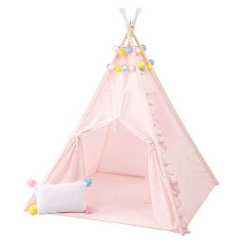 Our Generation Suite Retreat Pink Kids' Play Tent with Globe String Lights & Pillow