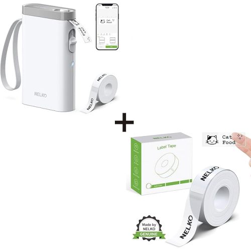 White Label Maker Machine with Tape, P21 Bluetooth Label Printer, Adapted Label Print Paper, 14x50mm (0.55"x1.97"), Standard Laminated Labeling Replacement, Transparent