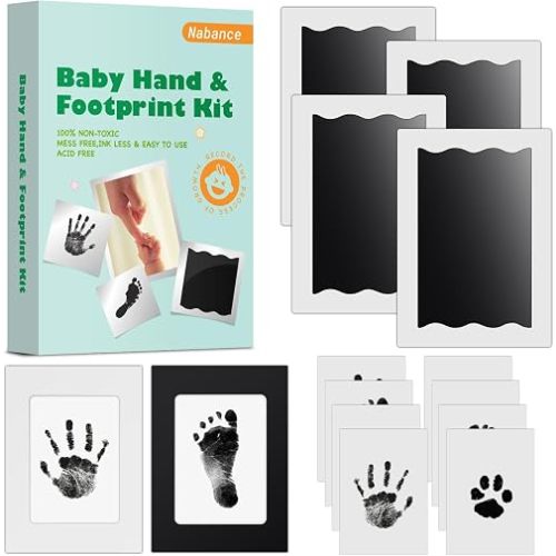 Nabance Baby Footprint Kit, Inkless Baby Hand and Footprint Kit, 4 Pack