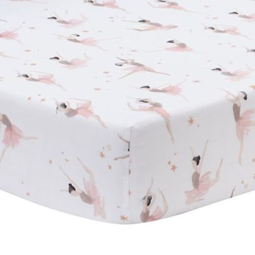 Lambs & Ivy Ballerina Baby Breathable 100% Cotton Fitted Crib Sheet - White