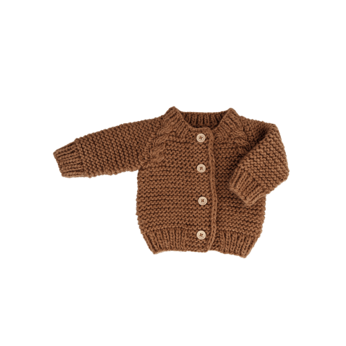 Garter Stitch Cardigan Sweater, Pecan
