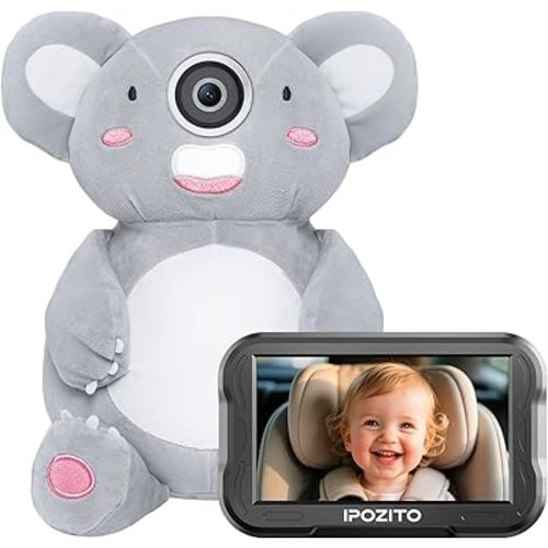 IPOZITO Baby Car Camera with 1080P HD Night Vision Koala Rear Facing Car Seat Camera to Easily Observe Your Baby’s Move for Kids Newborns Pets ACZ439