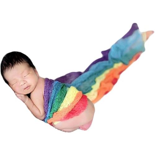 Zeroest Newborn Photo Shoot Props Baby Photography Blanket Infant Photos Outfits Flexible Rainbow Wrap (Multicolor)