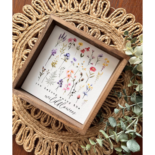 You belong among the Wildflowers Box Framed Sign, Girls Room Decor, Nursery Sign, Boho Sign