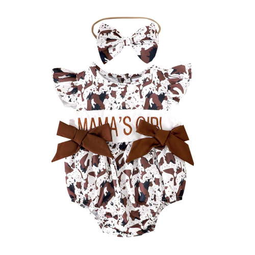 Zanarzt Infant Girl Jumpsuit Romper Summer Girls Outfit Newborn Romper Jumpsuits Ruffle Sleeveless One Piece Clothes Bodysuit with Headband Brown,0-3 Months