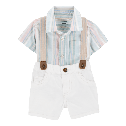 Baby 3-Piece Button-Down Bodysuit & Suspender Short Set - Carter's | Carter's