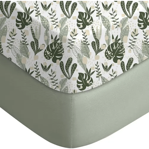 Yoofoss Baby Crib Sheets for Boys Girls, Fitted Crib Sheet 2 Pack for Standard Crib and Toddler Mattress, Super Soft Microfiber Baby Sheet 28x52x8in Green + Banana Leaves