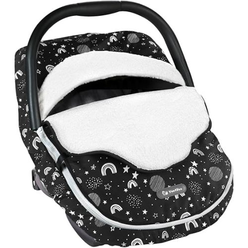 Yoofoss Baby Car Seat Cover Winter Carseat Canopies Cover to Protect Baby from Cold Wind, Super Warm Plush Fleece Baby Carrier Cover for Infant Boys Girls (Stars)