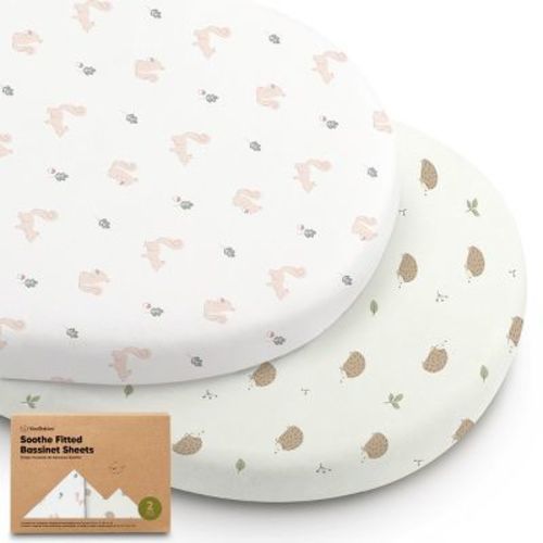 Keababies Organic Bassinet Sheet For Baby Girls, Boys, 2-pack Soothe Bassinet Fitted Sheets, Bedside Bassinet Mattress Sheet (keasafari)