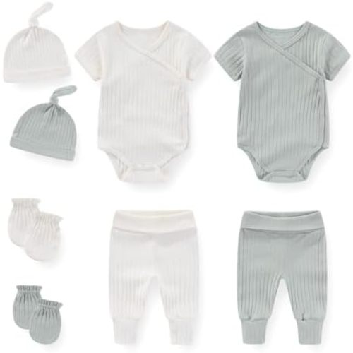 Solid Unisex Baby Boy Girl Layette Sets 8 pack Cotton Comfort Infant Clothes New born Essentials