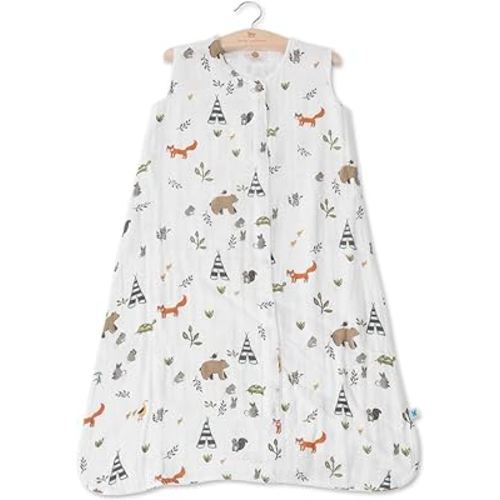 Little Unicorn – Forest Friends Cotton Muslin Sleep Bag | 100% Cotton | Super Soft and Lightweight | Baby | Size Small: 0-6 Months | Machine Washable | 1.1 TOG