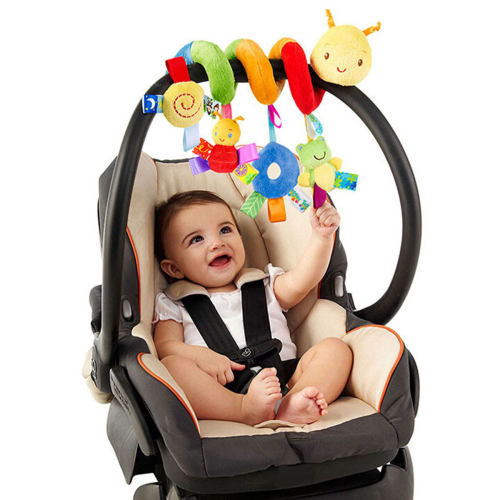 Pixnor Carseat Toys for Infants 0-6 Months Spiral Stroller Newborn Toys, Plush Hanging Baby Rattle Sensory Toys