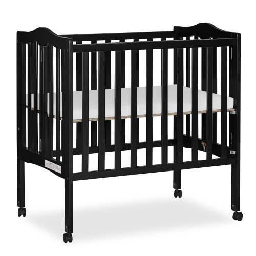 Dream On Me 2-in-1 Lightweight Folding Portable Crib, Black