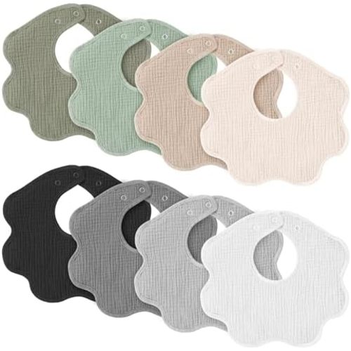 Konssy Muslin Baby Bibs 8 Pack Bandana Drool for Unisex Baby Boys Girls