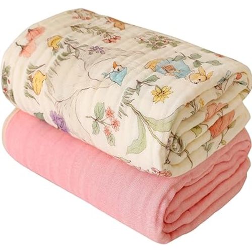 Muslin Baby Blanket 2-Pack - Ultra-Plush Swaddle & Nursery Blanket