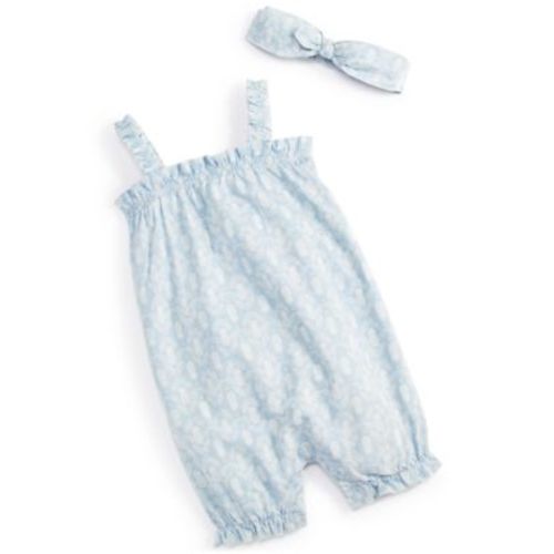Baby Girls Pineapple Stamps Printed Romper & Headband, 2 Piece Set, Created for Macy's