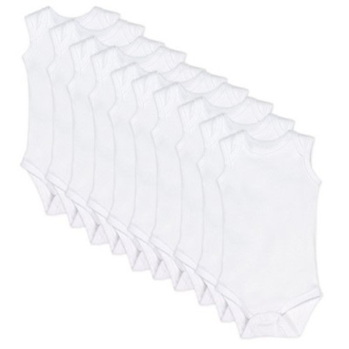 10-Pack Organic Cotton Sleeveless Bodysuits Bright White 3-6m
