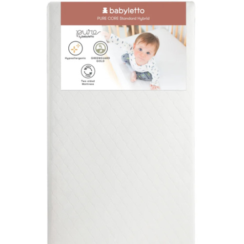 Babyletto Pure Core Crib Mattress w/ Hybrid Quilted Waterproof Cover (2-Stage)
