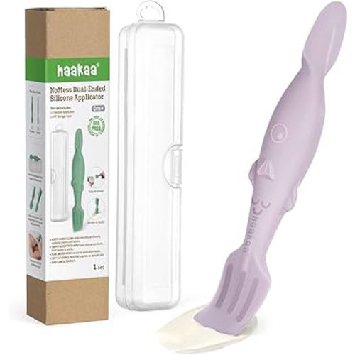 haakaa Baby Diaper Cream Spatula, NoMess Dual-Ended Silicone Diaper Rash Cream Applicator with Hygienic Case, Butt Spatula for Baby