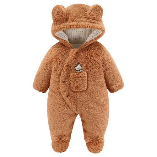 TAIAOJING Toddler Cute Jacket Baby Boys Girls Cartoon Bear Hooded Romper Jumpsuit Coat Warm Outwear 3-6 Months