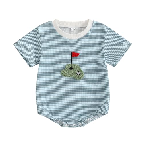 Licupiee Baby Boy Girl Baseball Romper Newborn Bow Basketball Rompers Summer Casual Short Sleeve Embroidery Golf Bodysuits