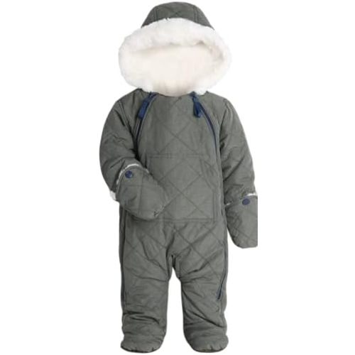 URBAN REPUBLIC Baby Boys' Pram Snowsuit - Quilted Fleece Lined Snowsuit with Gloves - Outerwear Coveralls (Sizes: 3-9M)