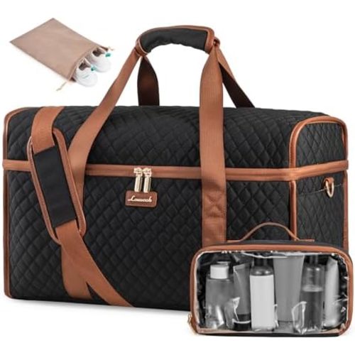 LOVEVOOK Travel Duffle Bag, Weekender Bags For Women, Carry On Duffel Bags For Airplanes, Overnight Bag With Toiletry Bag, Hospital Bag for Labor and Delivery, Yoga Gym Bag with Wet Pocket, 3Pcs Set