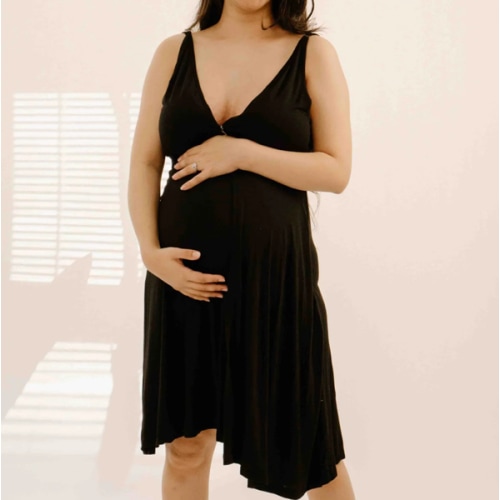 Juliet Labor & Postpartum Gown in Black-Limited Time – Lila
