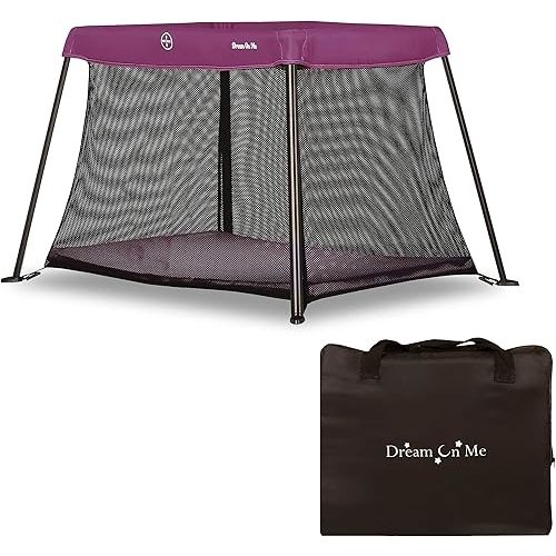 Dream On Me Travel Light Playard in Pink, Lightweight, Portable and Easy to Carry Baby Playard, Indoor and Outdoor - With a Soft and Comfortable Mattress Pad