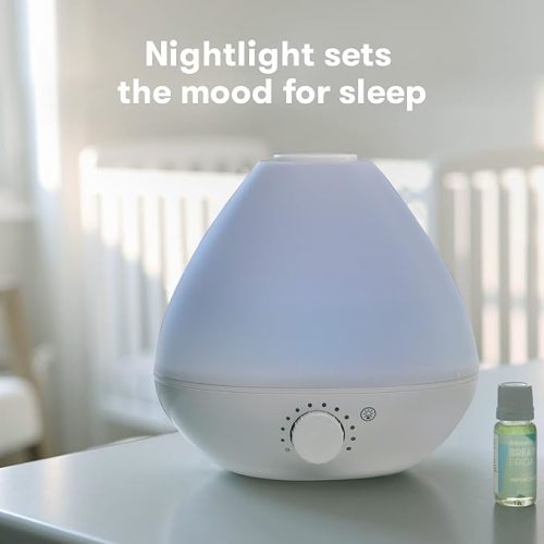 Frida Baby 3-in-1 Cool Mist Humidifier for Baby with Diffuser + Nightlight, Baby Humidifier for Bedroom, Nursery + Large Rooms, Quiet, Auto Shut Off, Runs +24hrs - 0.5 Gallon Tank (1.9 Liter Tank)