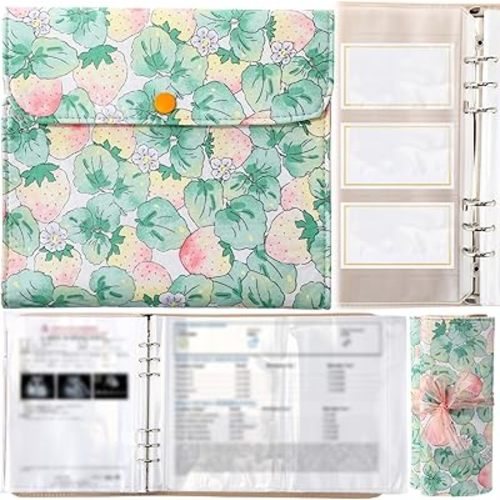 Marspark Baby Document Organizer and Briefcase A4 A5 Baby File Organizer 40 Pages Newborn Keepsake with Zipper Bag Soft Fabric Documents Folder for Newborns Pregnancy Expectant Parents(Strawberry)