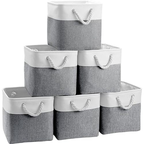 Fabric Cubes Storage Basket, 6 Pack 11x11 in with Handles Foldable Cube Storage Bins, for Shelves, Home, Office, Nursery Organizers