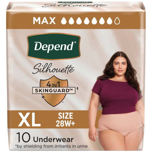 Depend Silhouette Women’s Incontinence & Postpartum Bladder Leak Underwear, XL, 10 Count