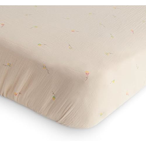 mushie Extra Soft Muslin Fitted Crib Sheet | 192 Thread Count | 28"x 52" (Kites)