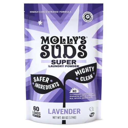 Molly's Suds Super Powder Detergent | Extra Strength Laundry Soap, Stain Fighting | Sensitive Skin | Simple, Effective Ingredients | 60 Loads - Lavender