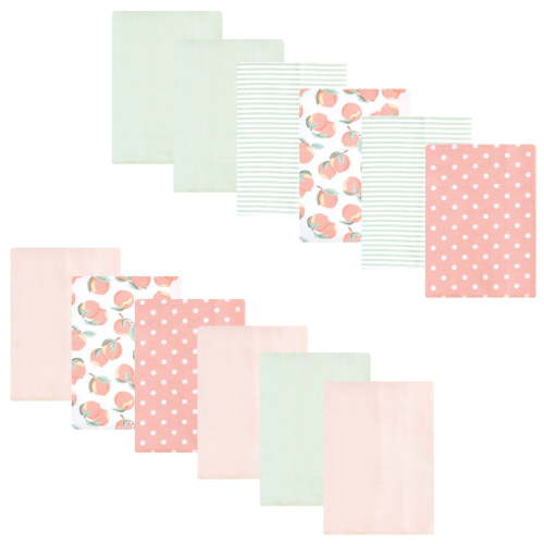Luvable Friends Hudson Baby Flannel Burp Cloths 12pk, Peach