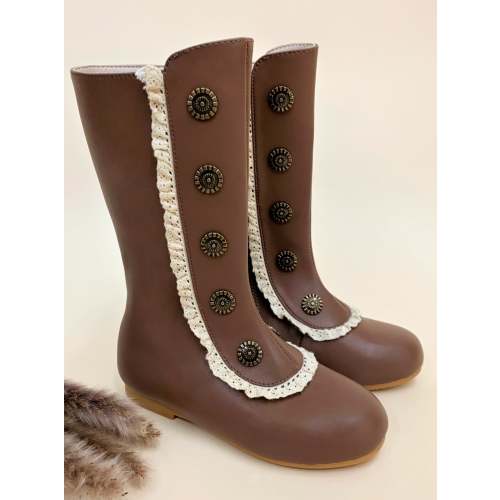 Military Style Lace Ruffle Trimmed Boots By Liv and Mia