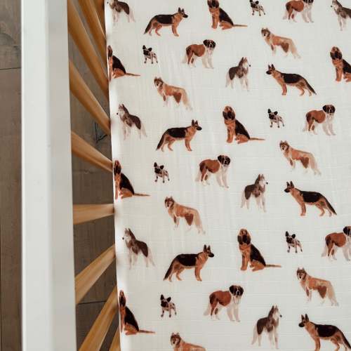 Muslin Crib Sheet, Big Dogs