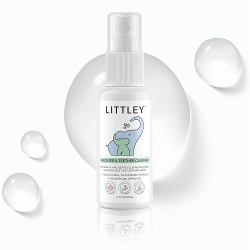 Littley Pacifier & Teether Cleaner with Hypochlorous Acid, Non-Toxic & Alcohol-Free, Gentle Formula for Cleaning Baby & Toddler Essentials, 2oz Travel-Size Spray Bottle