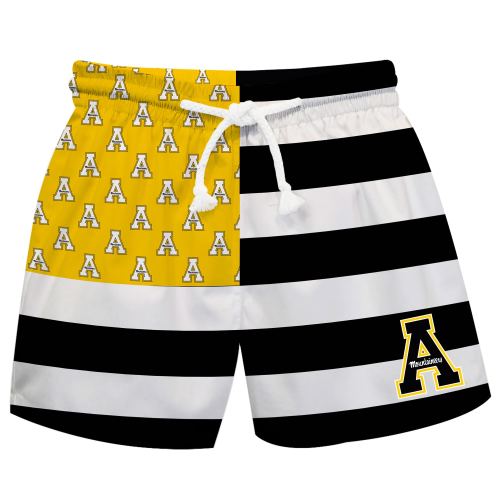 Appalachian State Mountaineers Vive La Fete Toddler Flag Swim Trunks - Black/Gold