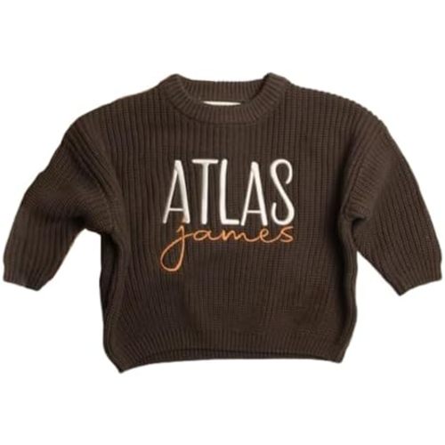 Personalized Baby Knit Embroidered Sweater, Hand Embroidered Name Sweater, Birthday Newborn Baby